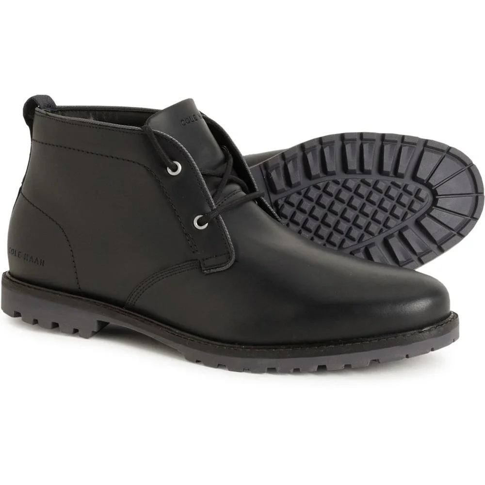 NEW Cole Haan Midland Lug Chukka Boots Men 9.5 M Leather Black Ankle Waterproof